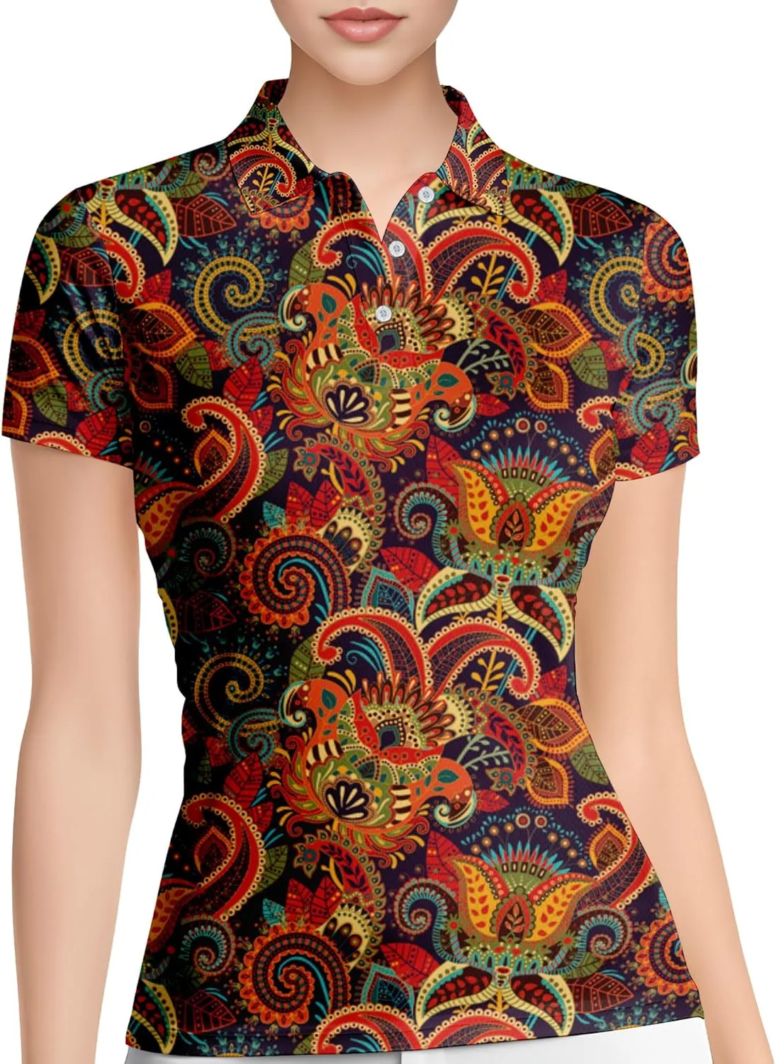 PAGYMO Womens Golf Shirt Crazy Funny Hawaiian Polo Shirts for Women