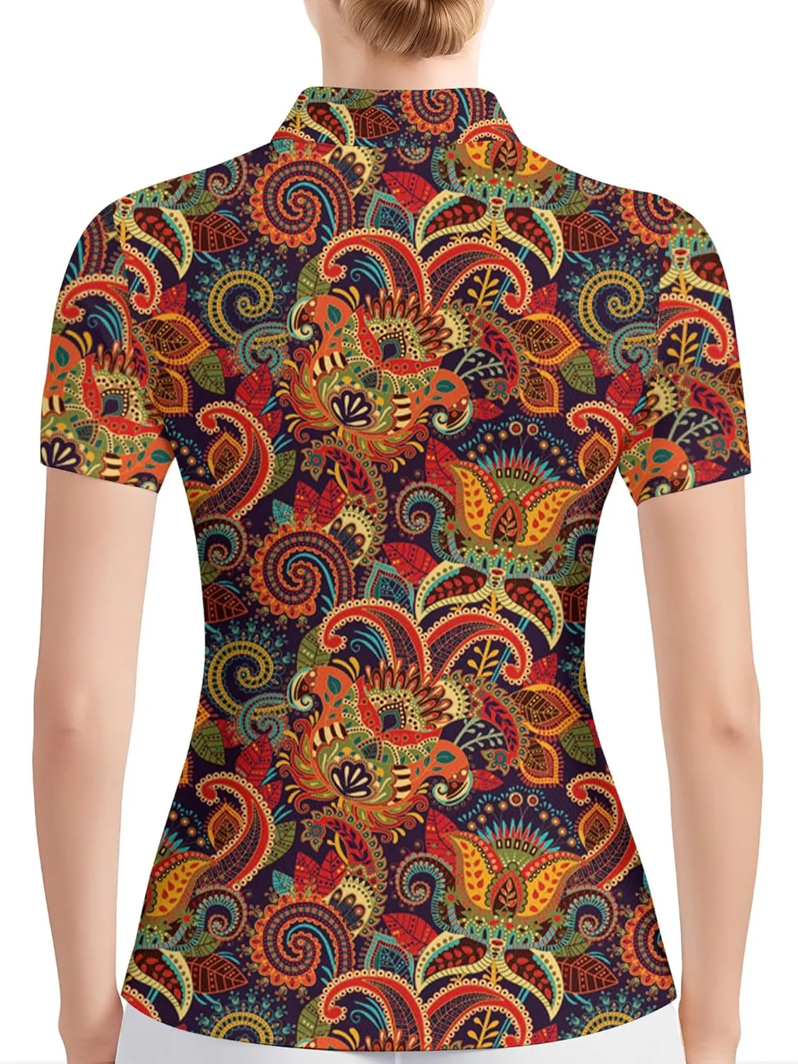 PAGYMO Womens Golf Shirt Crazy Funny Hawaiian Polo Shirts for Women