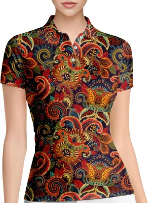 PAGYMO Womens Golf Shirt Crazy Funny Hawaiian Polo Shirts for Women