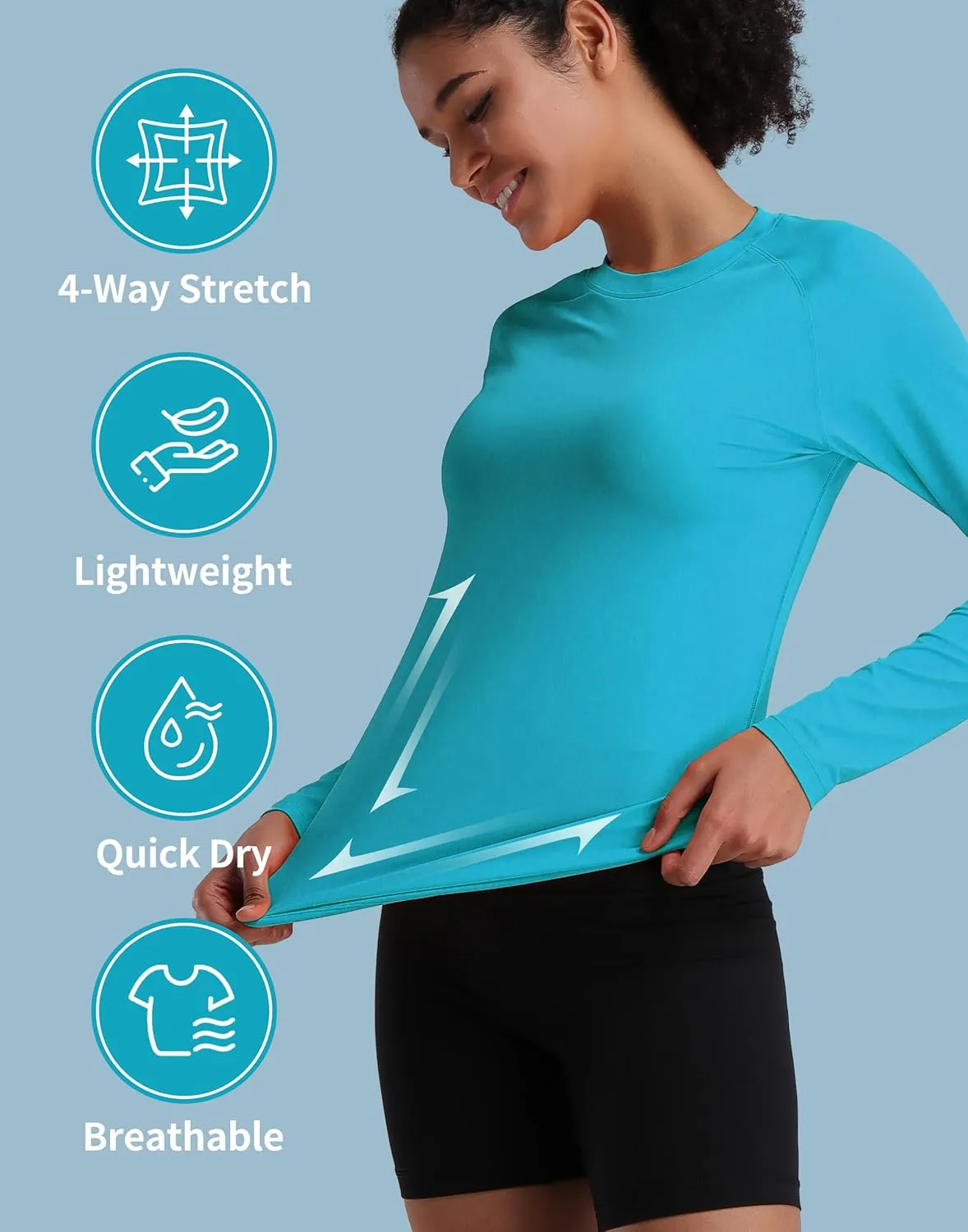 Pioneer Camp Rash Guard for Women Sun Shirts UPF 50  SPF UV Protection Long Sleeve Workout Tops Hiking Running Quick Dry