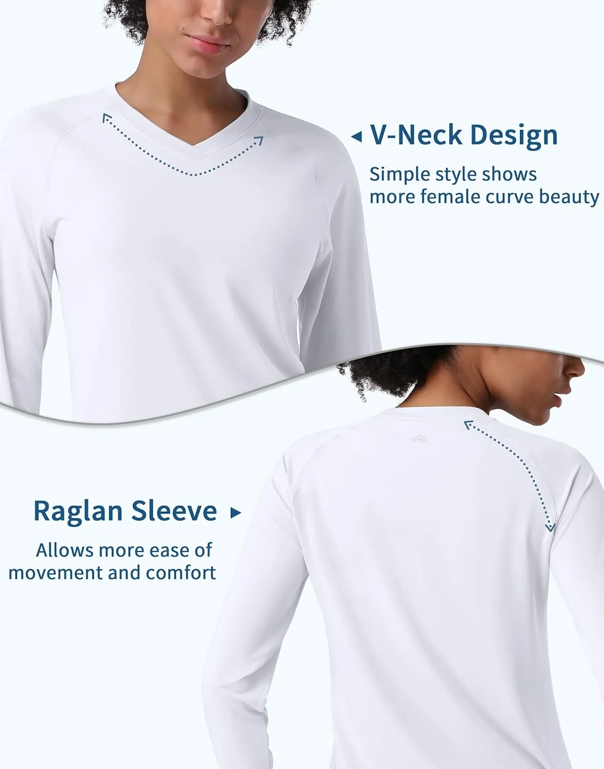 Pioneer Camp Women's UV Sun Protection SPF Shirt V Neck UPF 50  Long Sleeve Workout Tops Quick Dry Rash Guard Hiking Running