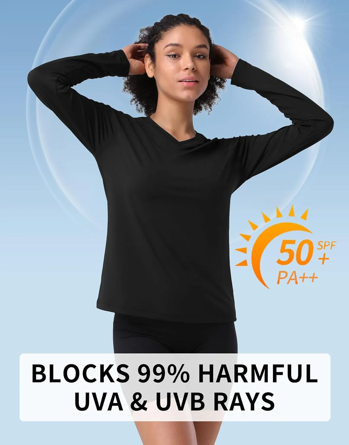 Pioneer Camp Women's UV Sun Protection SPF Shirt V Neck UPF 50  Long Sleeve Workout Tops Quick Dry Rash Guard Hiking Running