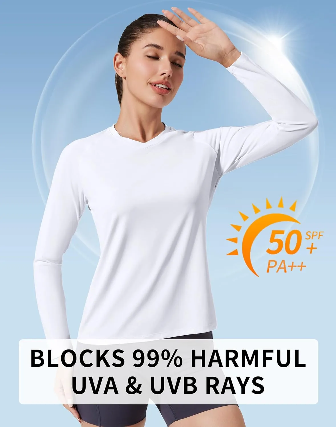 Pioneer Camp Women's UV Sun Protection SPF Shirt V Neck UPF 50  Long Sleeve Workout Tops Quick Dry Rash Guard Hiking Running