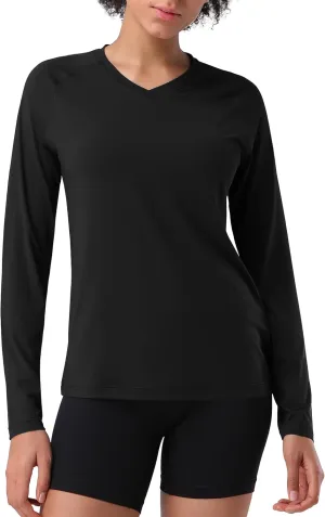 Pioneer Camp Women's UV Sun Protection SPF Shirt V Neck UPF 50  Long Sleeve Workout Tops Quick Dry Rash Guard Hiking Running