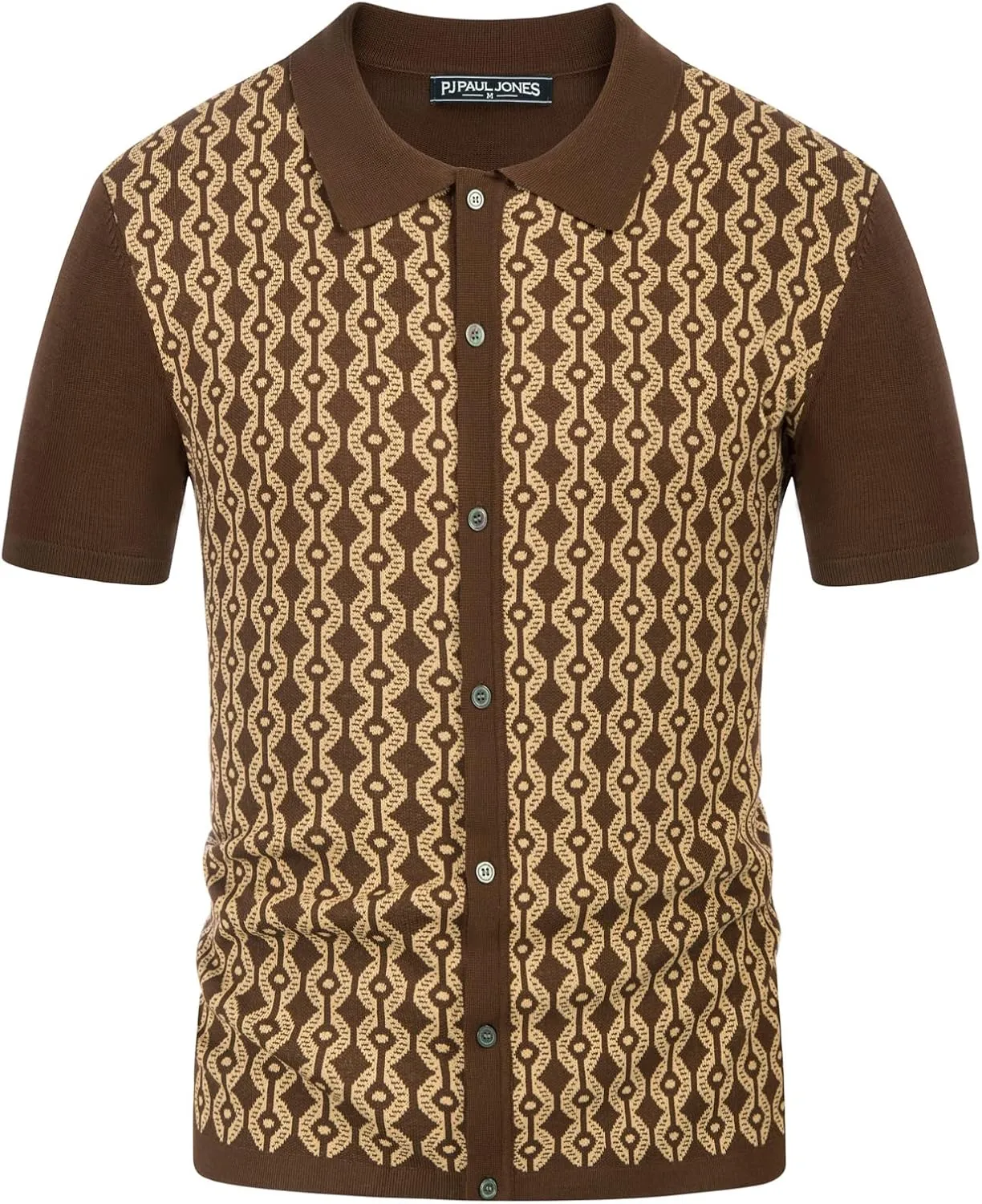 PJ PAUL JONES Men's Contrast 70s Vintage Polo Shirts Short Sleeve Knitwear