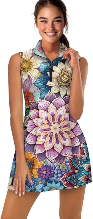 POLERO Golf Dresses for Women with Shorts Casual Dress Sleeveelss Tennis Dresses Mini Athletic Dresses