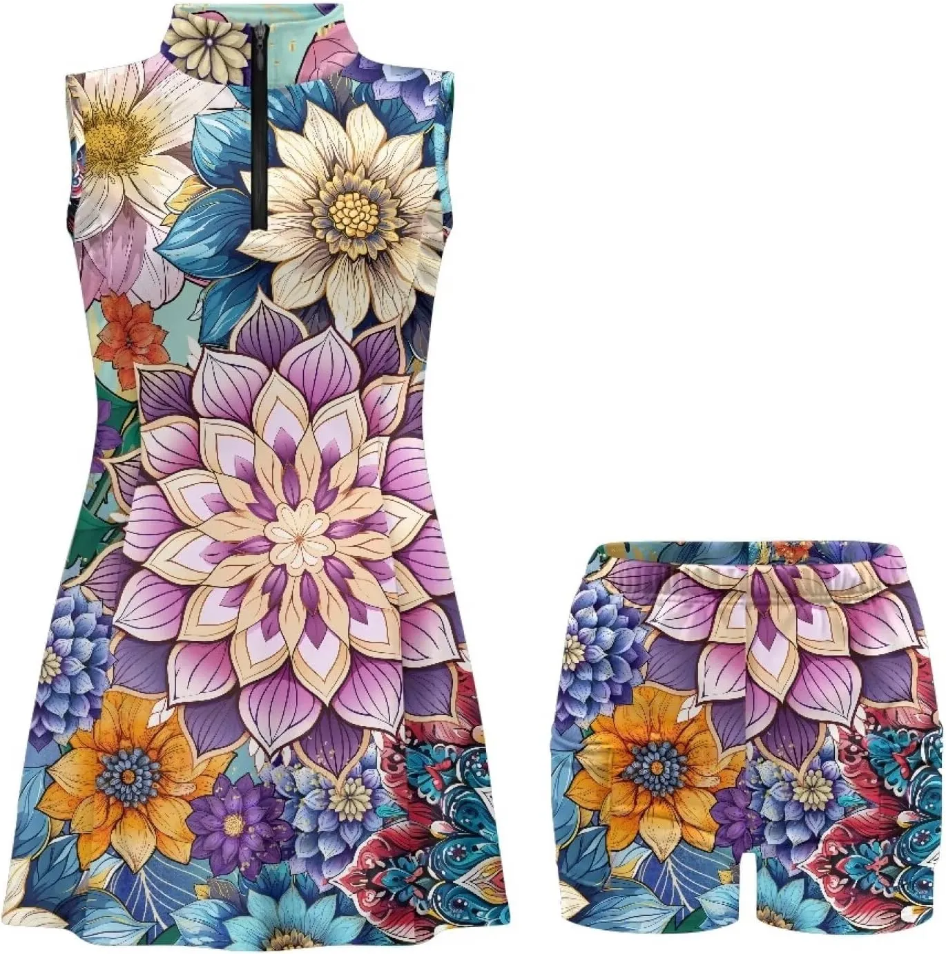 POLERO Golf Dresses for Women with Shorts Casual Dress Sleeveelss Tennis Dresses Mini Athletic Dresses
