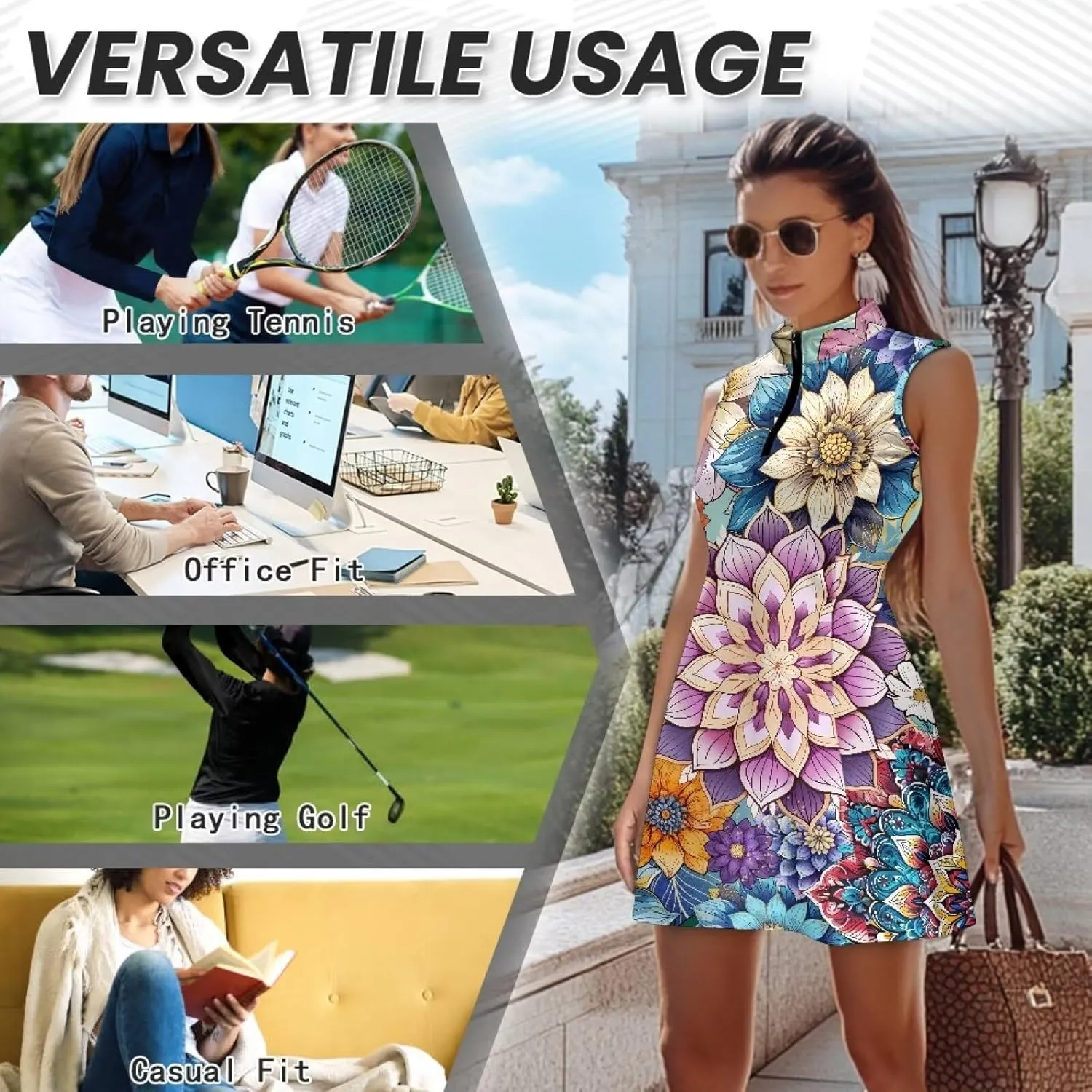POLERO Golf Dresses for Women with Shorts Casual Dress Sleeveelss Tennis Dresses Mini Athletic Dresses