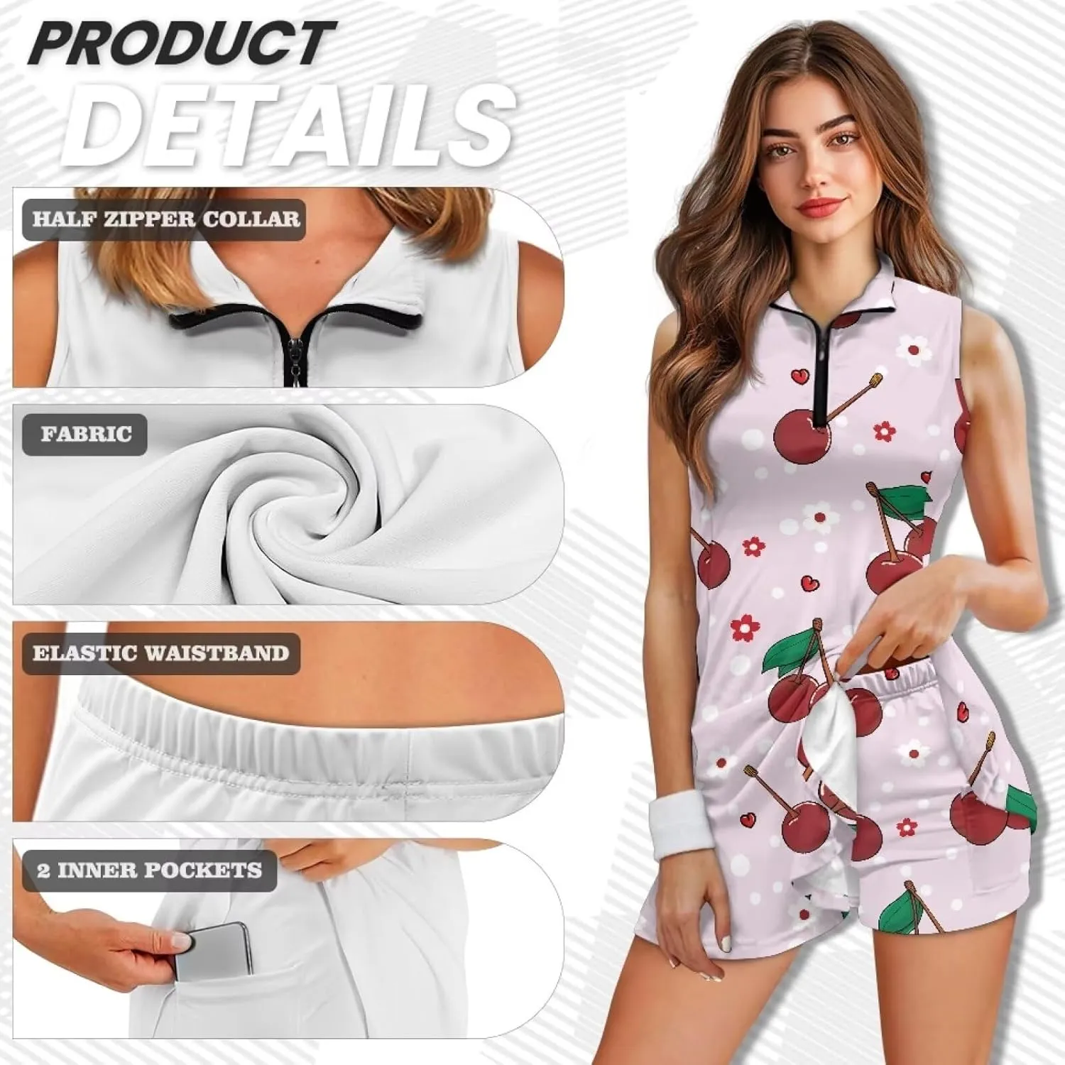 POLERO Golf Dresses for Women with Shorts Casual Dress Sleeveelss Tennis Dresses Mini Athletic Dresses