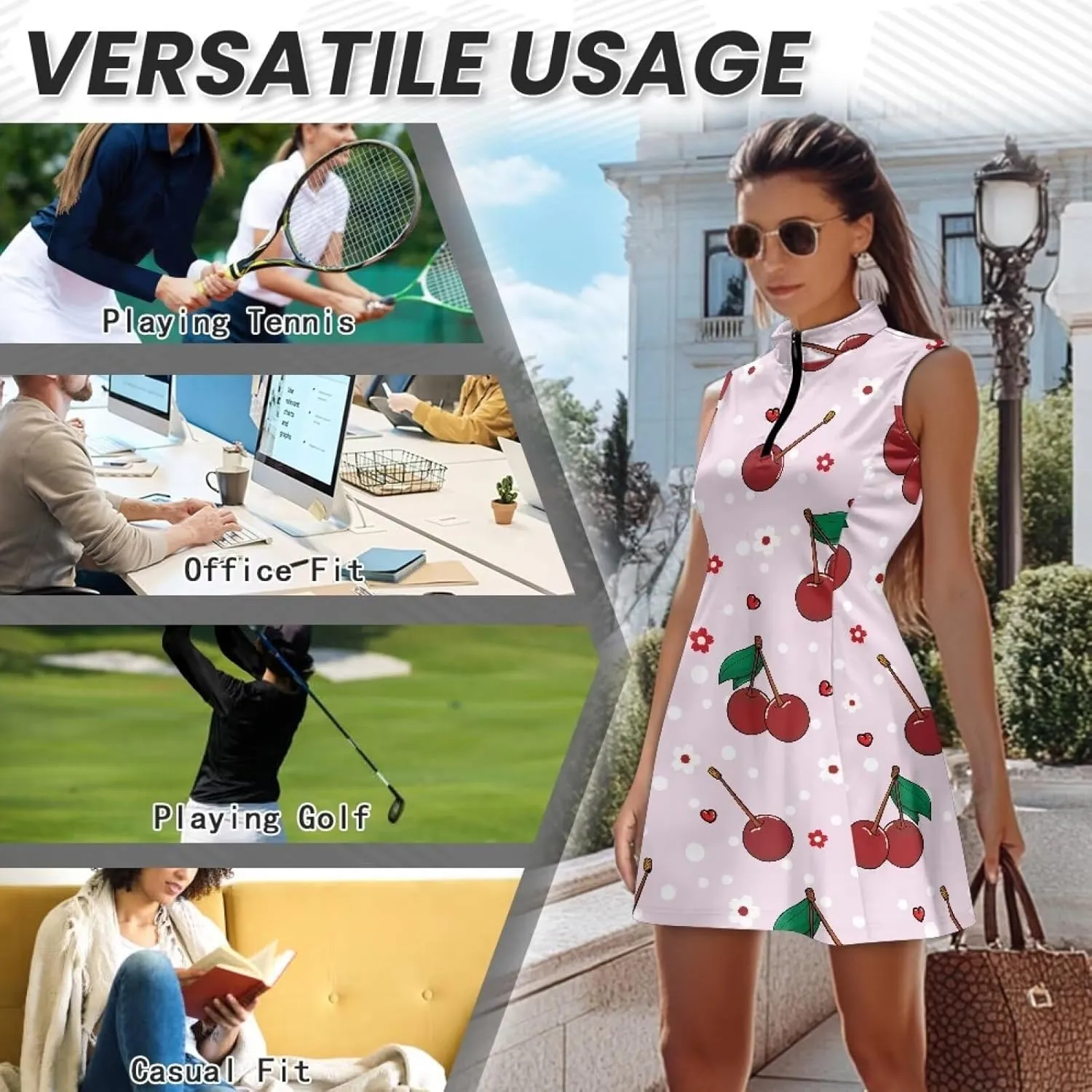 POLERO Golf Dresses for Women with Shorts Casual Dress Sleeveelss Tennis Dresses Mini Athletic Dresses