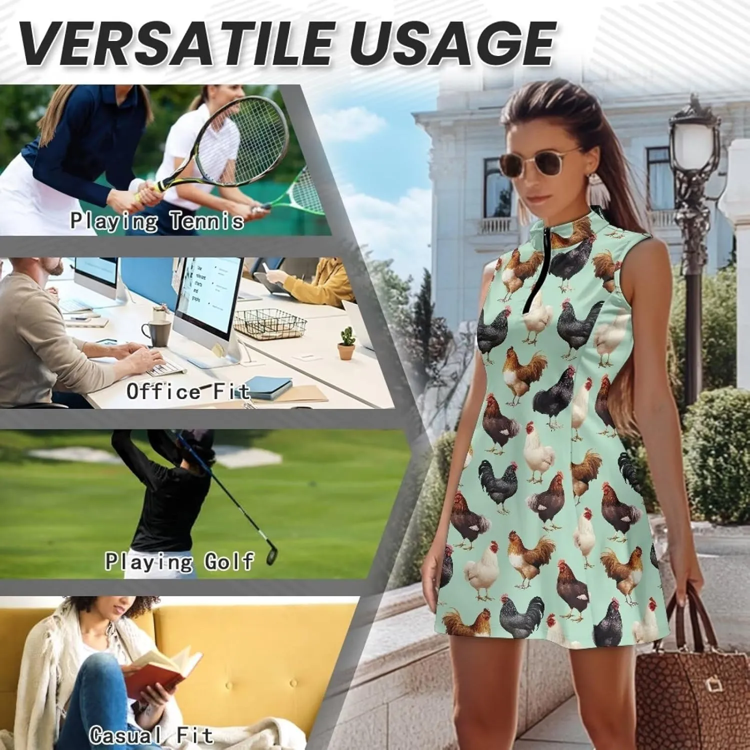 POLERO Golf Dresses for Women with Shorts Casual Dress Sleeveelss Tennis Dresses Mini Athletic Dresses