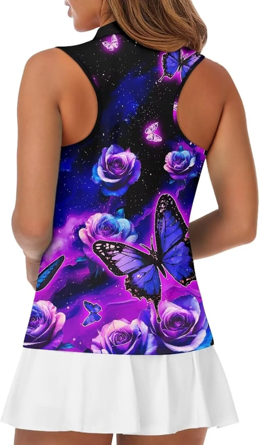 POLERO Sleeveless Women Golf Shirts Zip Up V Neck Workout Tops with Collar Casual Athletic Shirt
