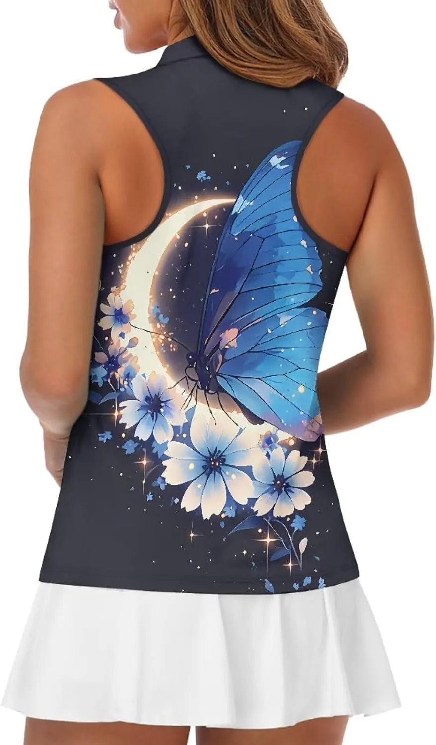 POLERO Sleeveless Women Golf Shirts Zip Up V Neck Workout Tops with Collar Casual Athletic Shirt