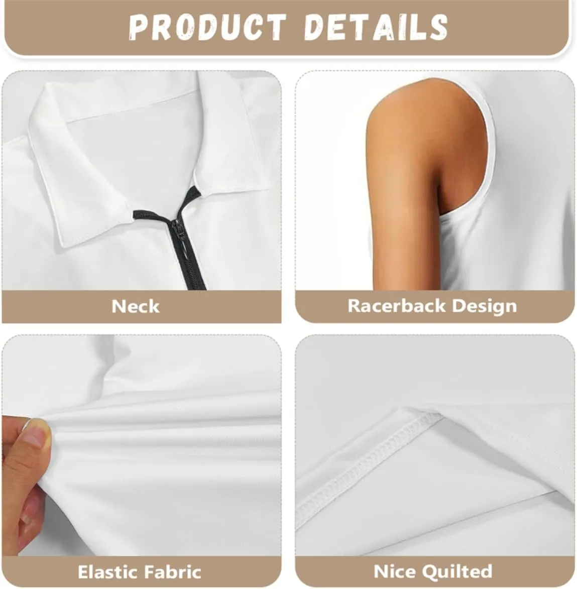 POLERO Sleeveless Women Golf Shirts Zip Up V Neck Workout Tops with Collar Casual Athletic Shirt
