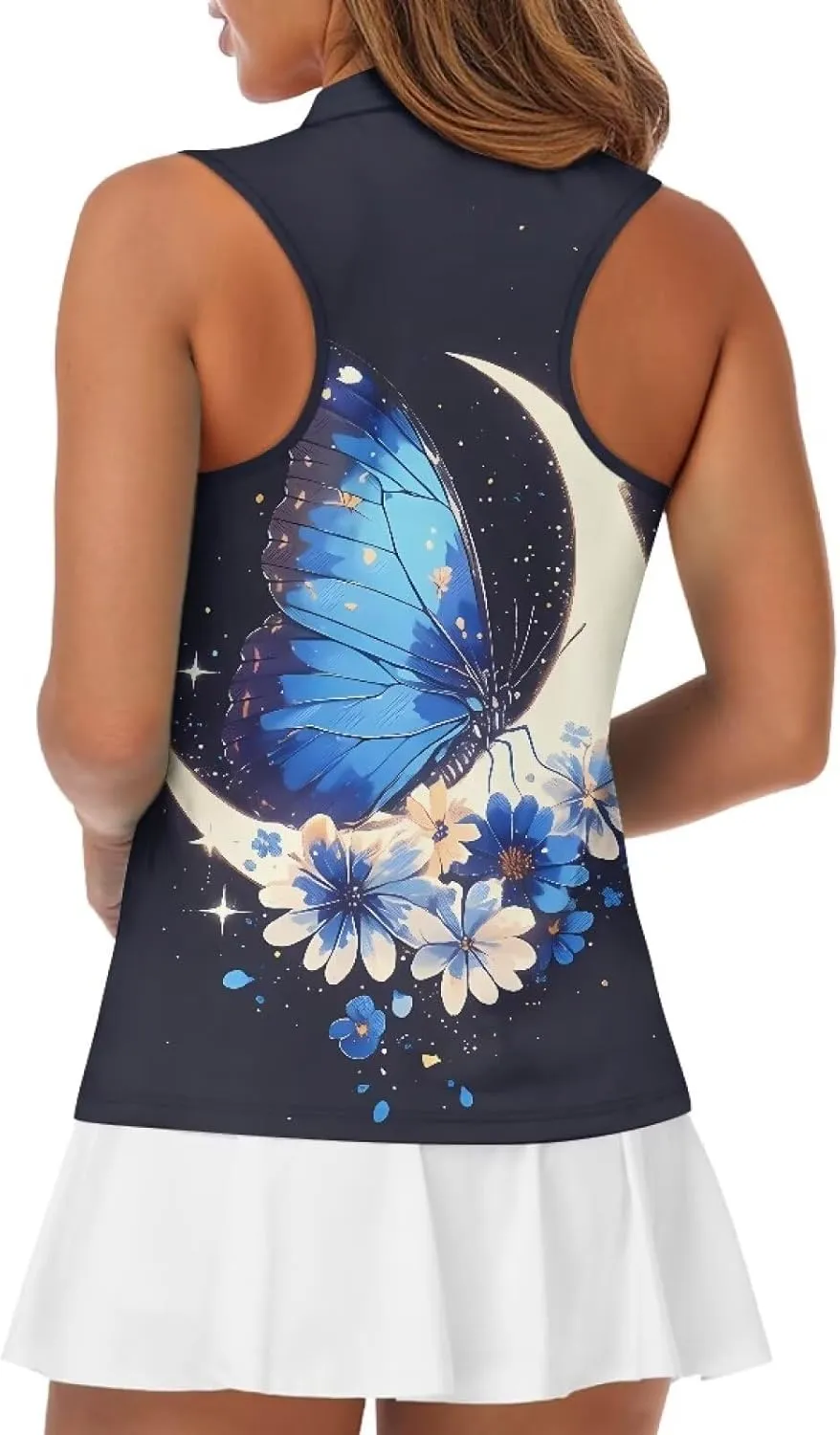 POLERO Sleeveless Women Golf Shirts Zip Up V Neck Workout Tops with Collar Casual Athletic Shirt