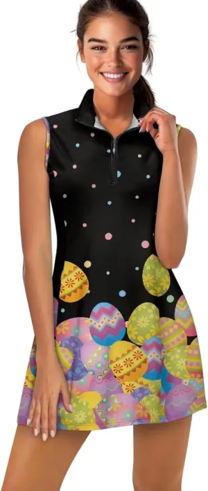 POLERO Women Sports Dress with Shorts 1/4 Zip Sleeveless Golf Tennis Dress Workout Athletic Dress