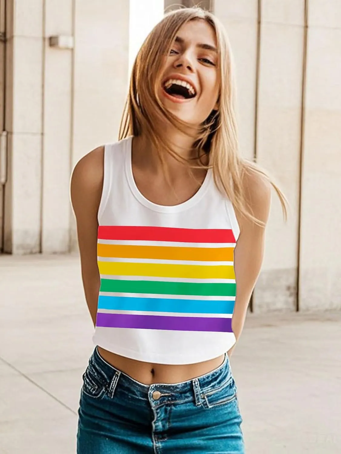Pride Tank Top for Women LGBTQ Proud Month Crop Tops Rainbow Graphic Sleeveless Shirts