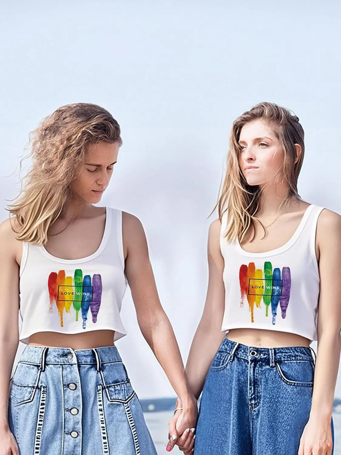 Pride Tank Top for Women LGBTQ Proud Month Crop Tops Rainbow Graphic Sleeveless Shirts