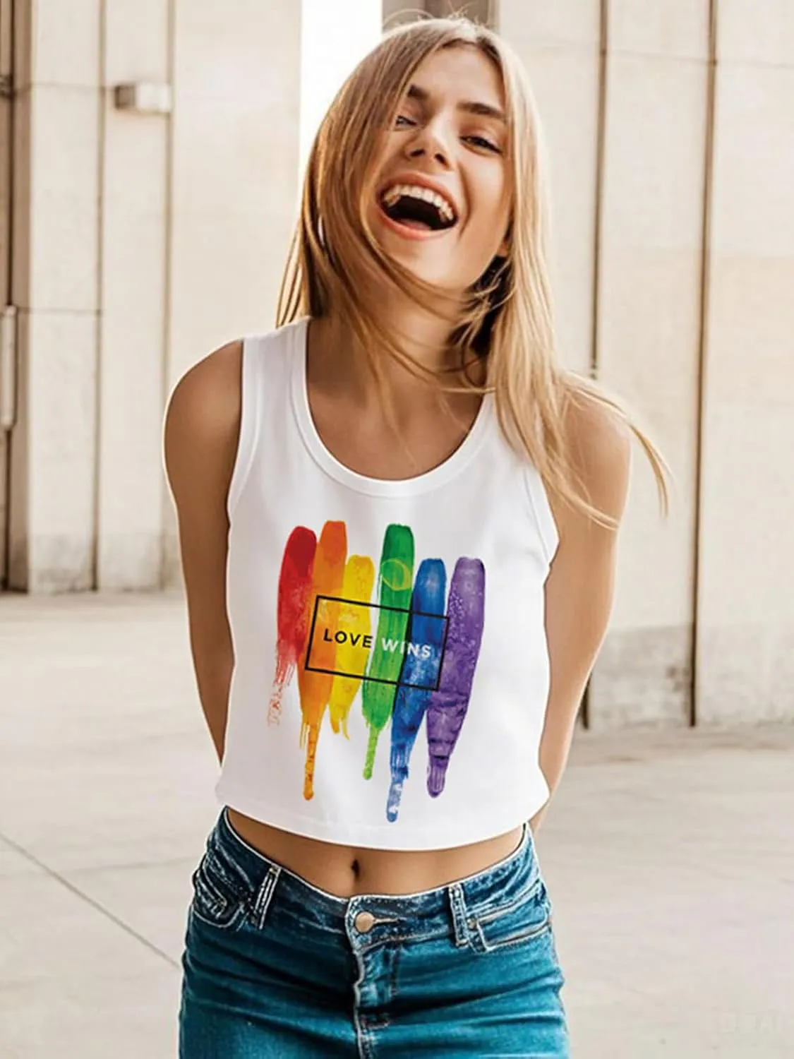 Pride Tank Top for Women LGBTQ Proud Month Crop Tops Rainbow Graphic Sleeveless Shirts