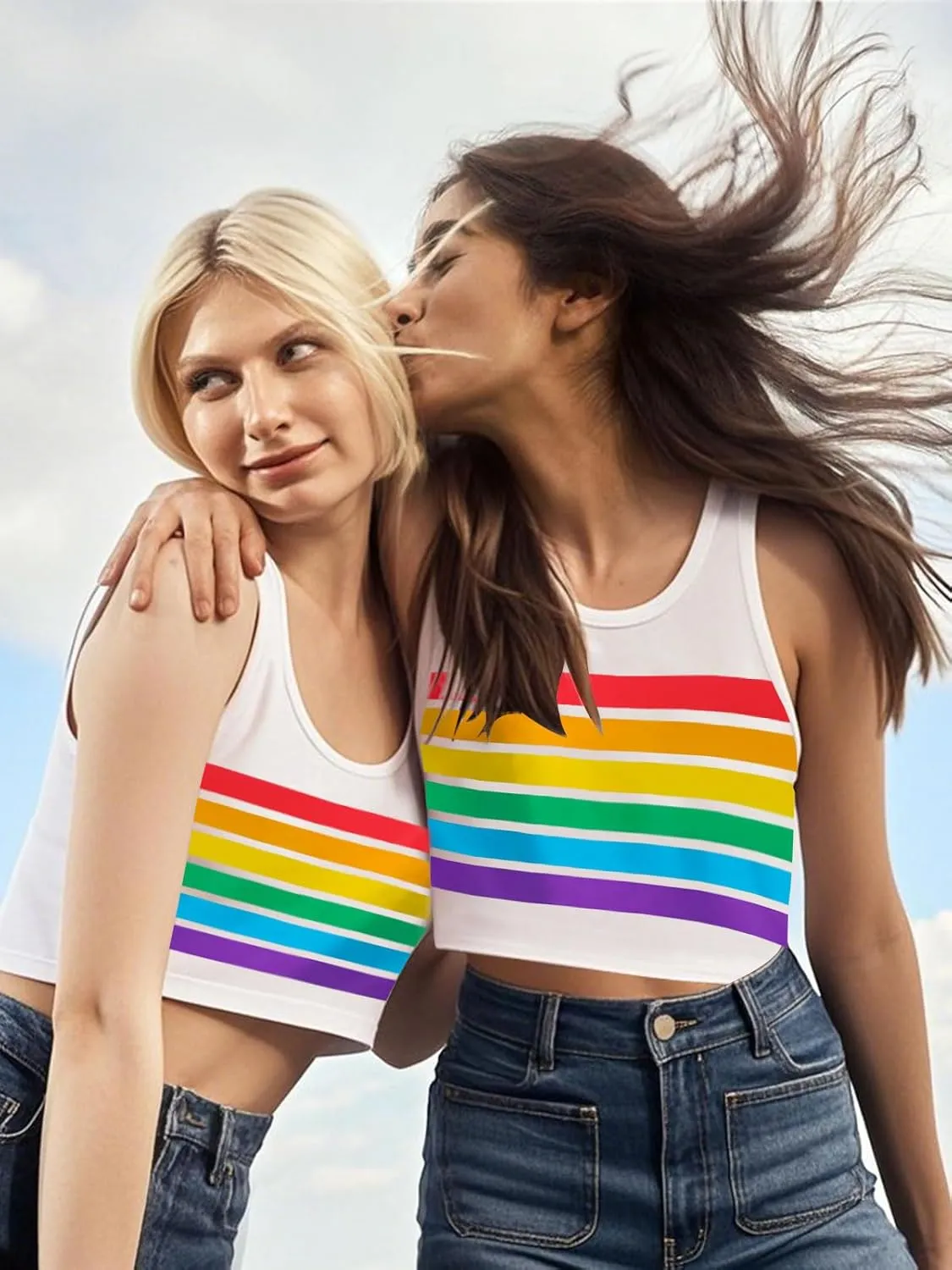 Pride Tank Top for Women LGBTQ Proud Month Crop Tops Rainbow Graphic Sleeveless Shirts