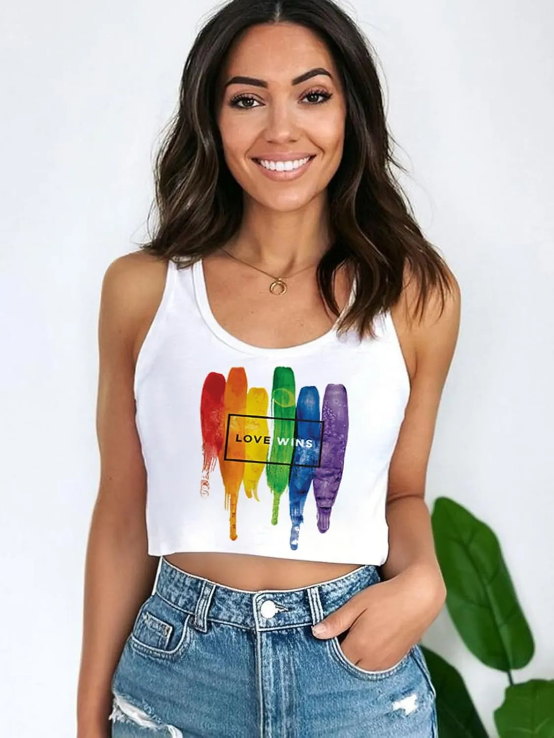 Pride Tank Top for Women LGBTQ Proud Month Crop Tops Rainbow Graphic Sleeveless Shirts