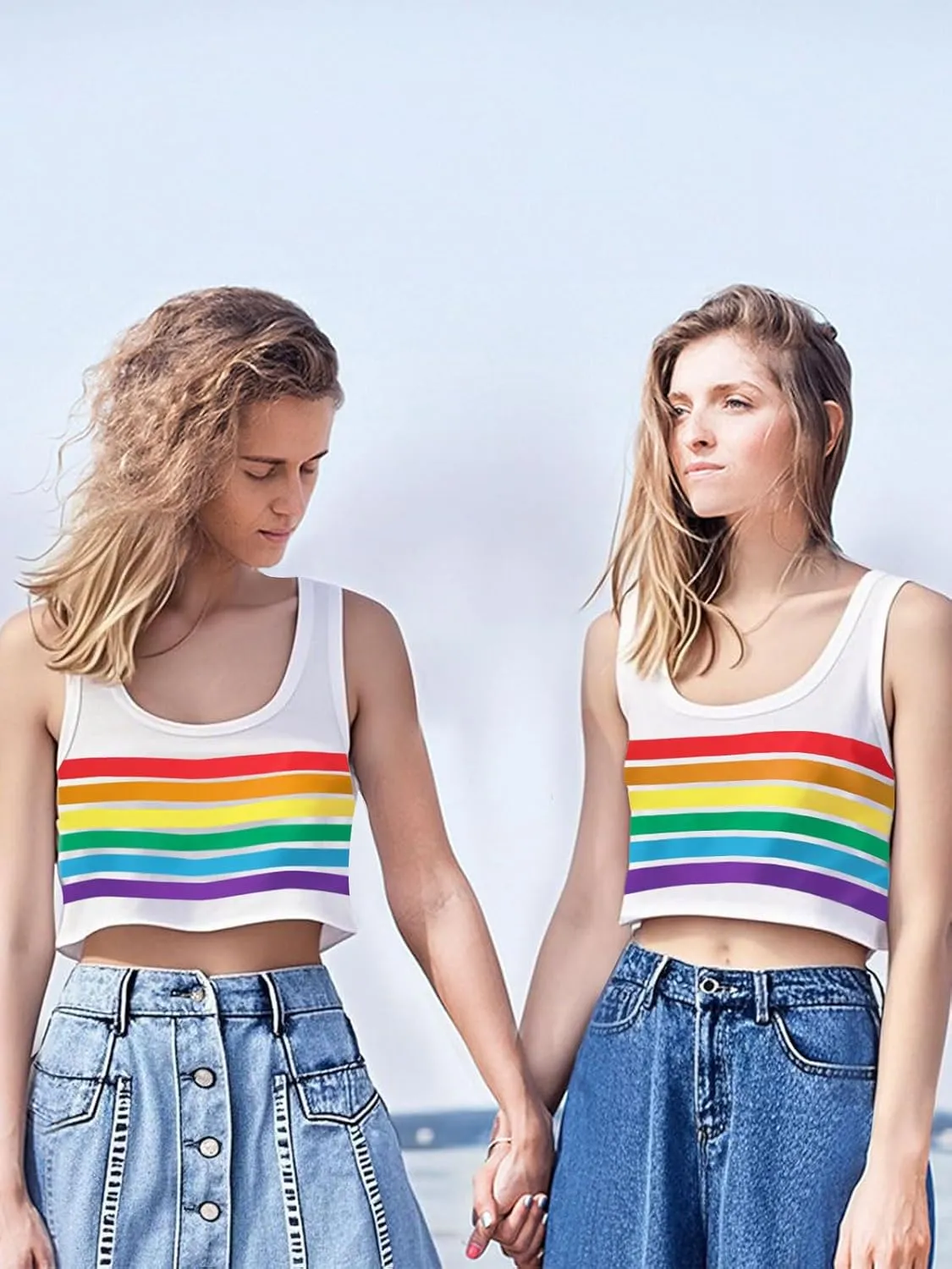 Pride Tank Top for Women LGBTQ Proud Month Crop Tops Rainbow Graphic Sleeveless Shirts