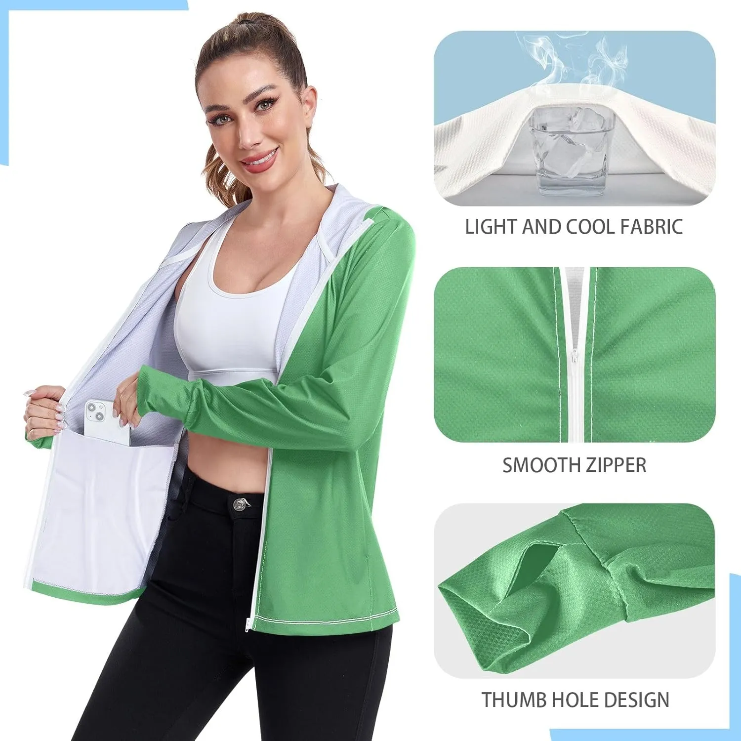 Purple Womens UPF Hoodie UPF 50  Sun Protection Jacket Hooded Women's Hoodie Rash Guard