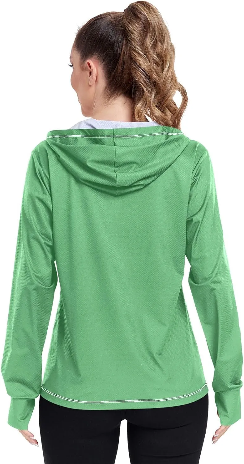 Purple Womens UPF Hoodie UPF 50  Sun Protection Jacket Hooded Women's Hoodie Rash Guard