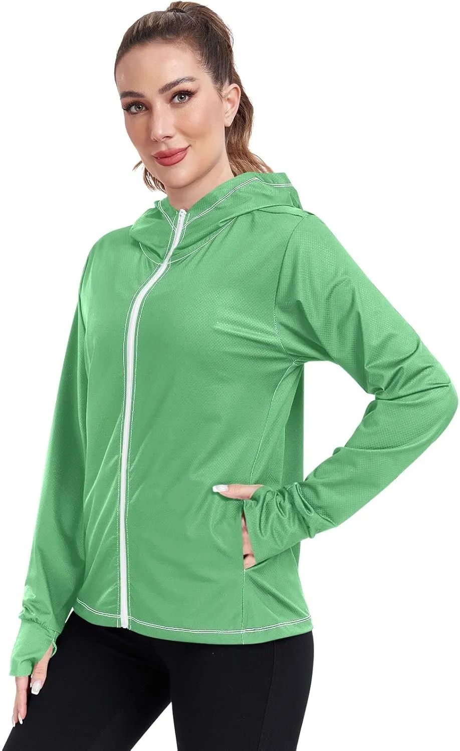 Purple Womens UPF Hoodie UPF 50  Sun Protection Jacket Hooded Women's Hoodie Rash Guard