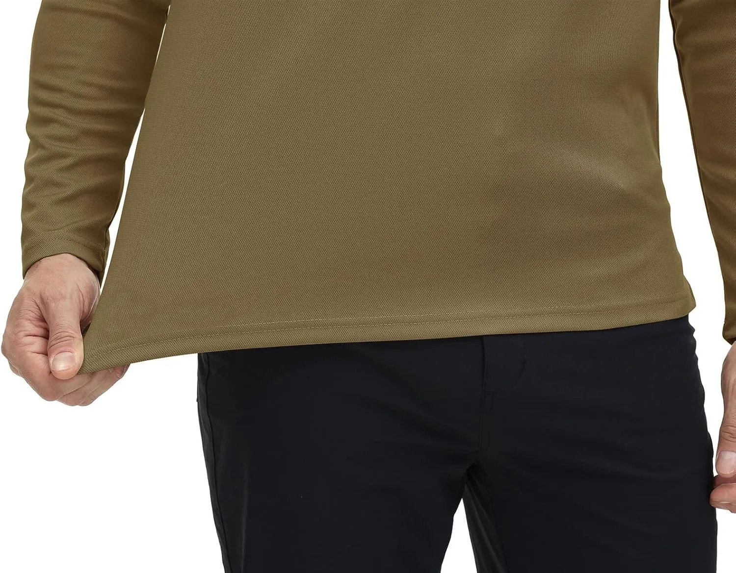 Rdruko Men's Polo with Pocket Long Sleeve Quick Dry Outdoor Golf Pullover Collared T-Shirt