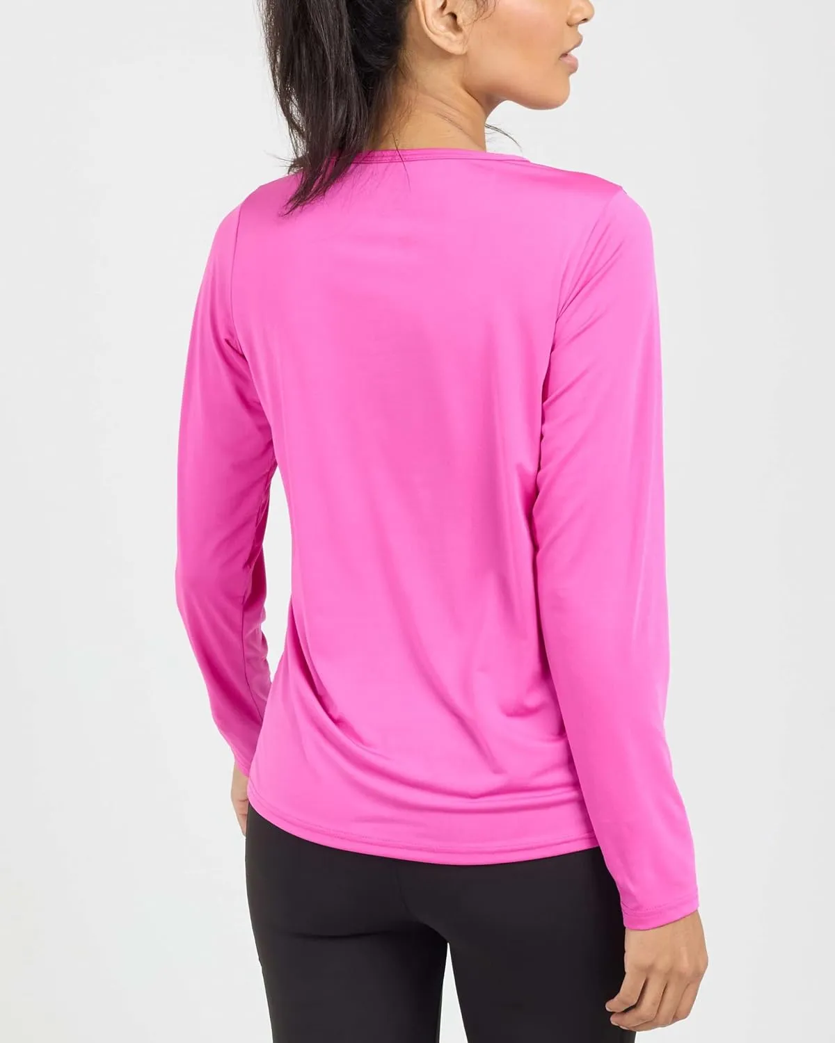 Real Essentials 4-Pack: Women's Dry-Fit Long-Sleeve V-Neck Athletic Workout Shirt (Available in Plus Size)