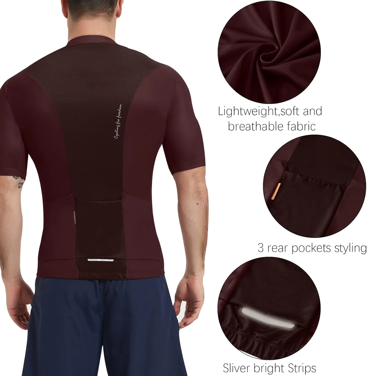 Santic Cycling Jersey Men's Short Sleeve Tops Mountain Biking Shirts Bicycle Jacket with Pockets 