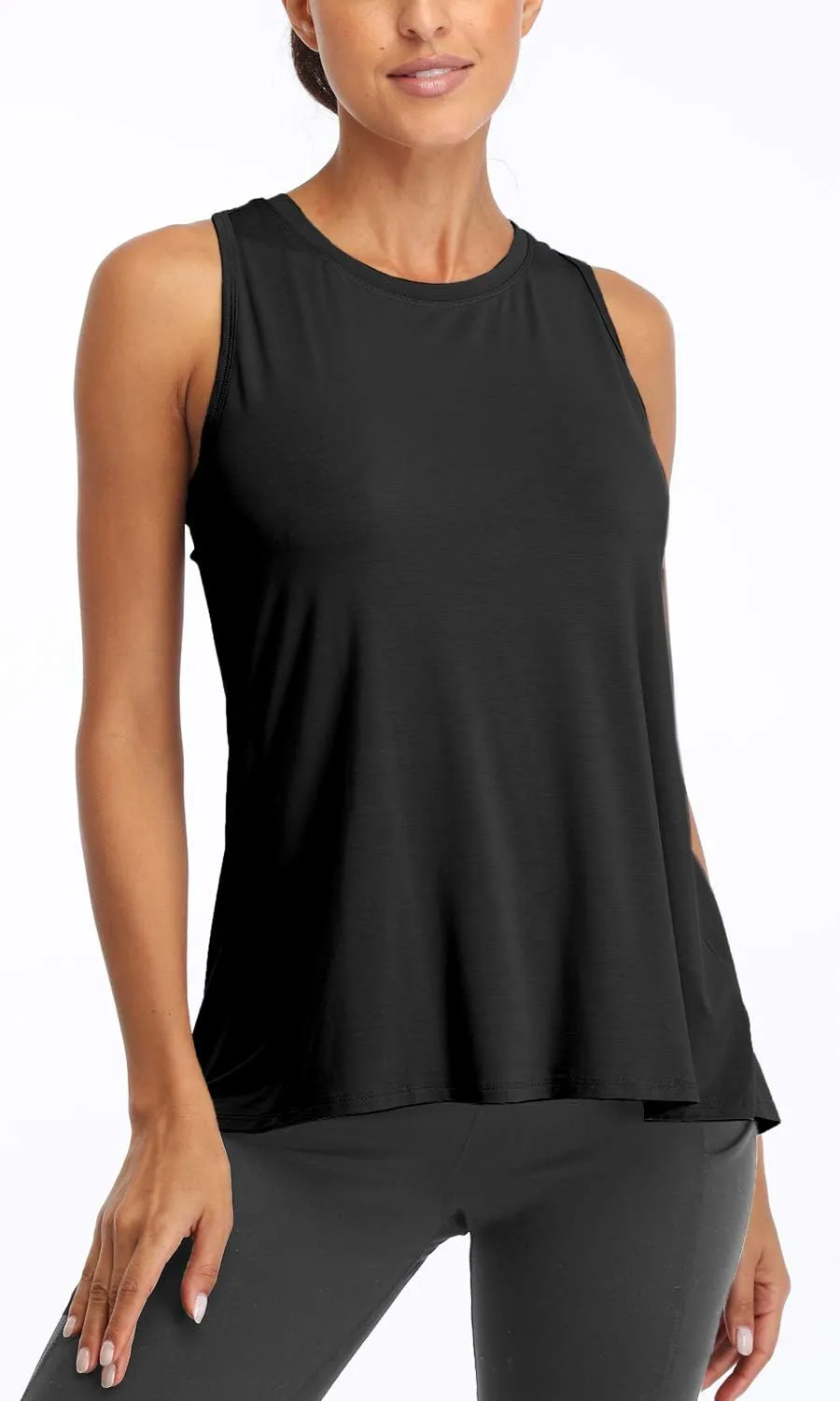 Sanutch Open Back Workout Top Backless Yoga Shirts Tie Back Workout Tank for Women