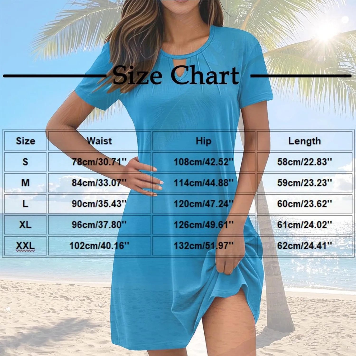 Short Sleeve Summer Dresses for Women Boho Solid Color Comforable Sundresses Swing Beach Beach Vocation A Line Dress