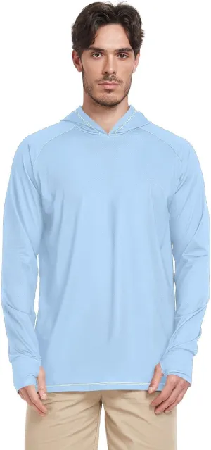 Sky Blue Mens Sun Shirts Protection Long Sleeve Sun Shirt With Hood UPF 50  Quick-Dry Rash Guard Men UV Clothing Hood Shirts playeras con gorro para hombre de trabajo