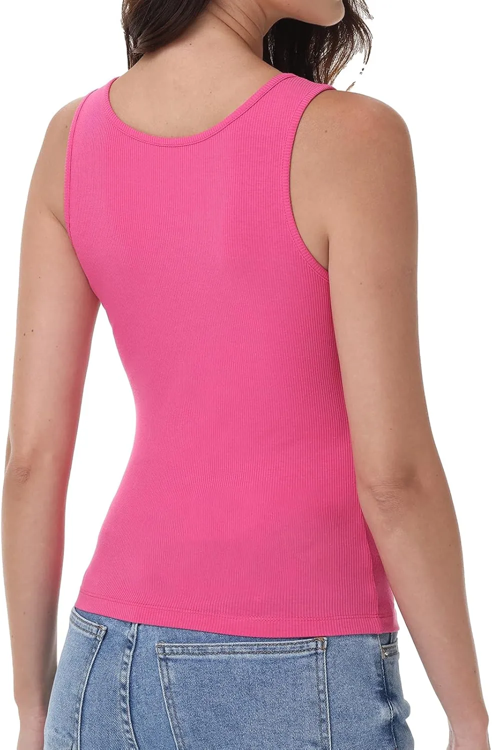SMENG Womens Square Neck Tank Top Women Ribbed Slimt Fit Sleeveless Casual Summer Shirts