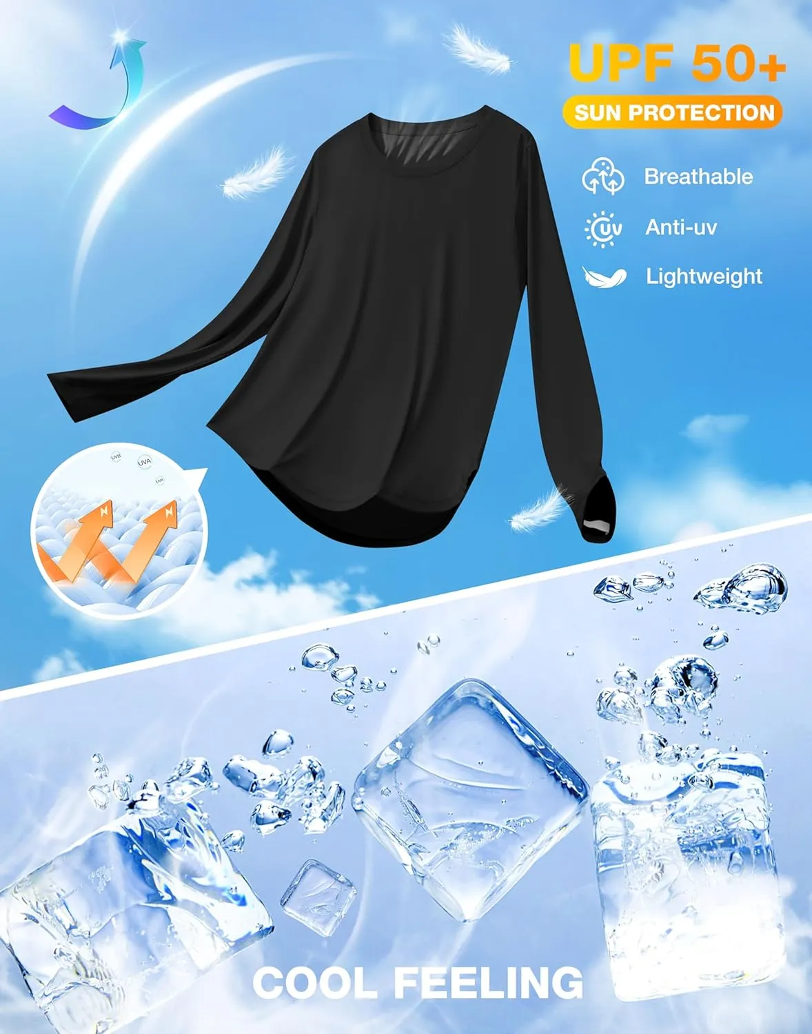 Soothfeel Women's UPF 50  Sun Shirts Long Sleeve SPF UV Protection Rash Guard Lightweight Quick Dry Hiking Workout Tops