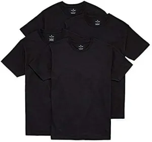 Stafford Performance Set of 2 Premium Fashion Crew Neck Black Shirts 100% Cotton (Large)