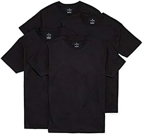 Stafford Performance Set of 2 Premium Fashion Crew Neck Black Shirts 100% Cotton (Large)