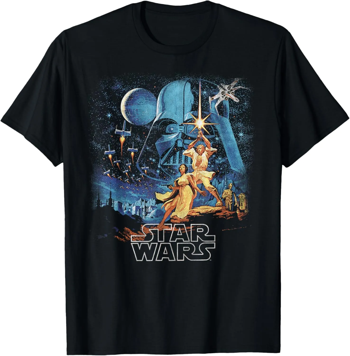 Star Wars A New Hope Faded Vintage Retro Poster Disney  T-Shirt