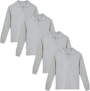 Studio 3 Boys - 4-Pack School Uniform Short and Long Sleeve Pique Polo Shirts