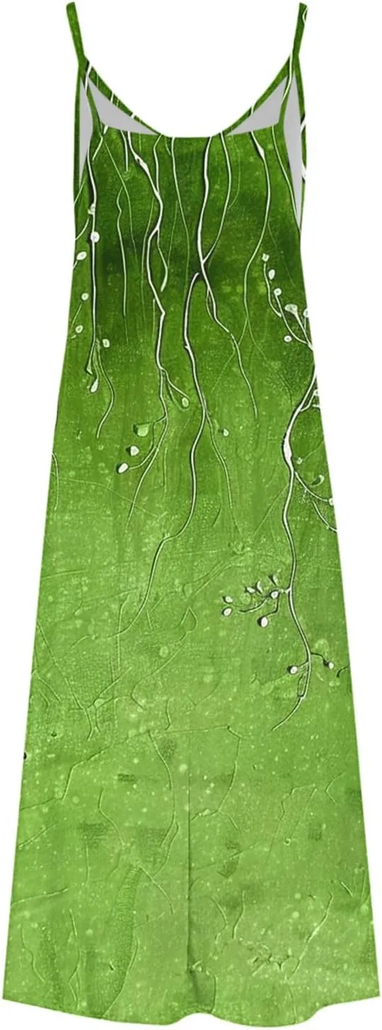 Summer Dresses for Women 2025 Vacation Floral Slip Dress Spaghetti Strap Boho Print V Neck Beach Vacation Sundresses