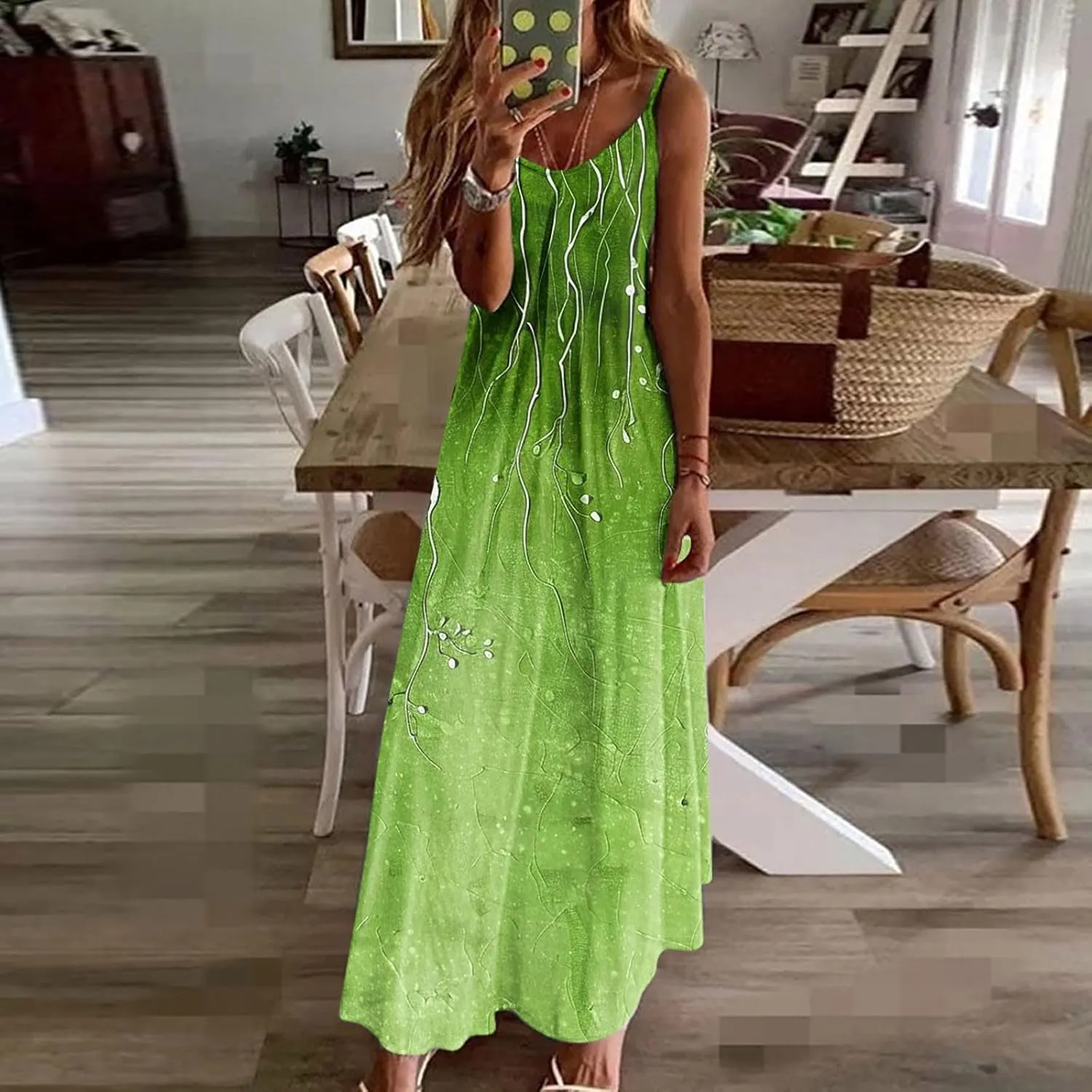 Summer Dresses for Women 2025 Vacation Floral Slip Dress Spaghetti Strap Boho Print V Neck Beach Vacation Sundresses