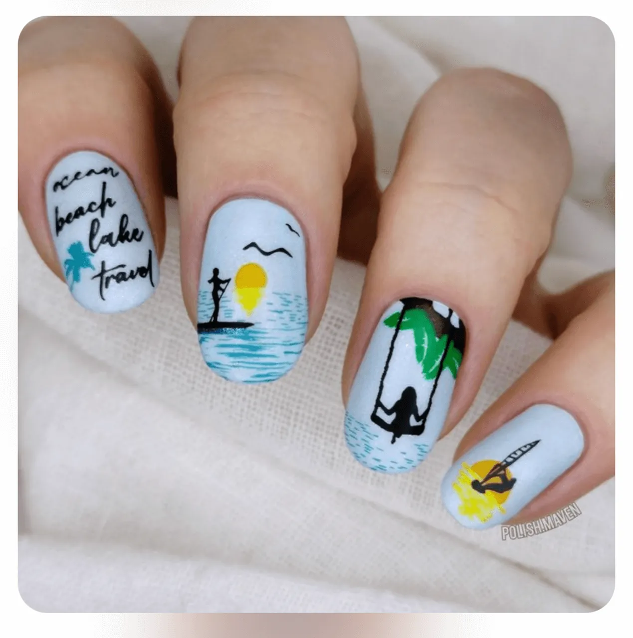Summer Silhouettes (CjS-305) Steel Nail Art Stamping Plate