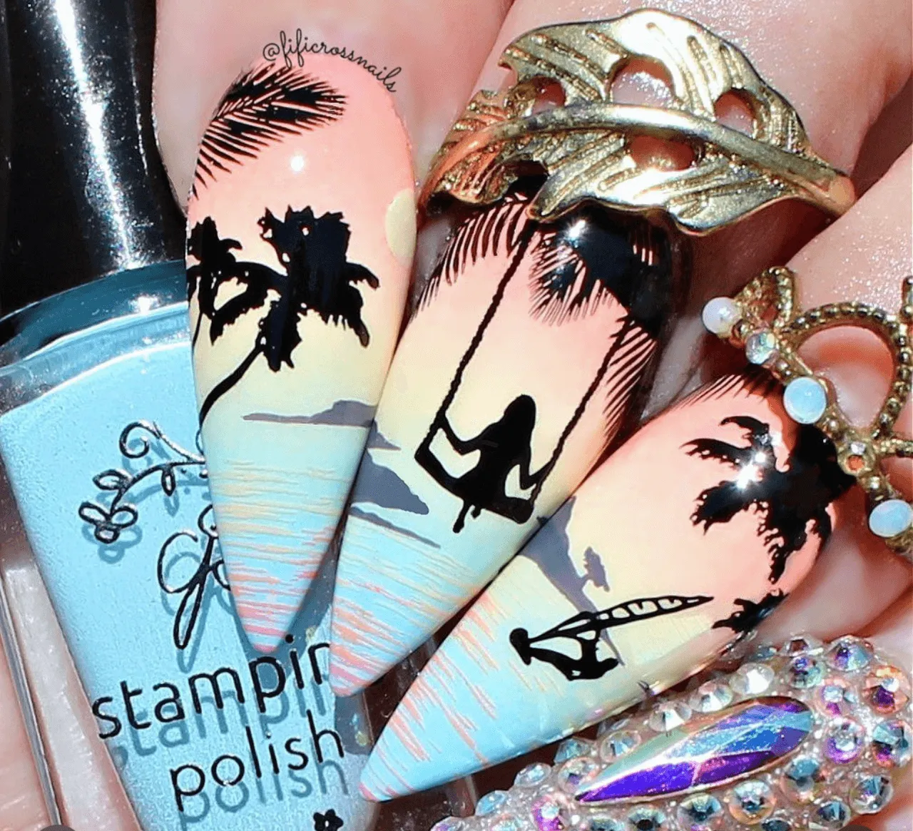 Summer Silhouettes (CjS-305) Steel Nail Art Stamping Plate