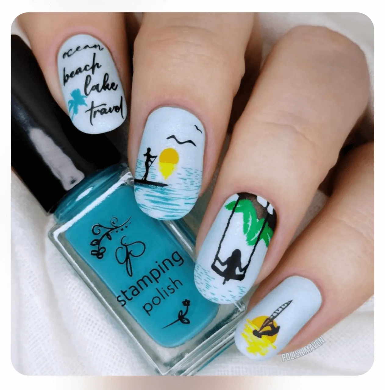 Summer Silhouettes (CjS-305) Steel Nail Art Stamping Plate
