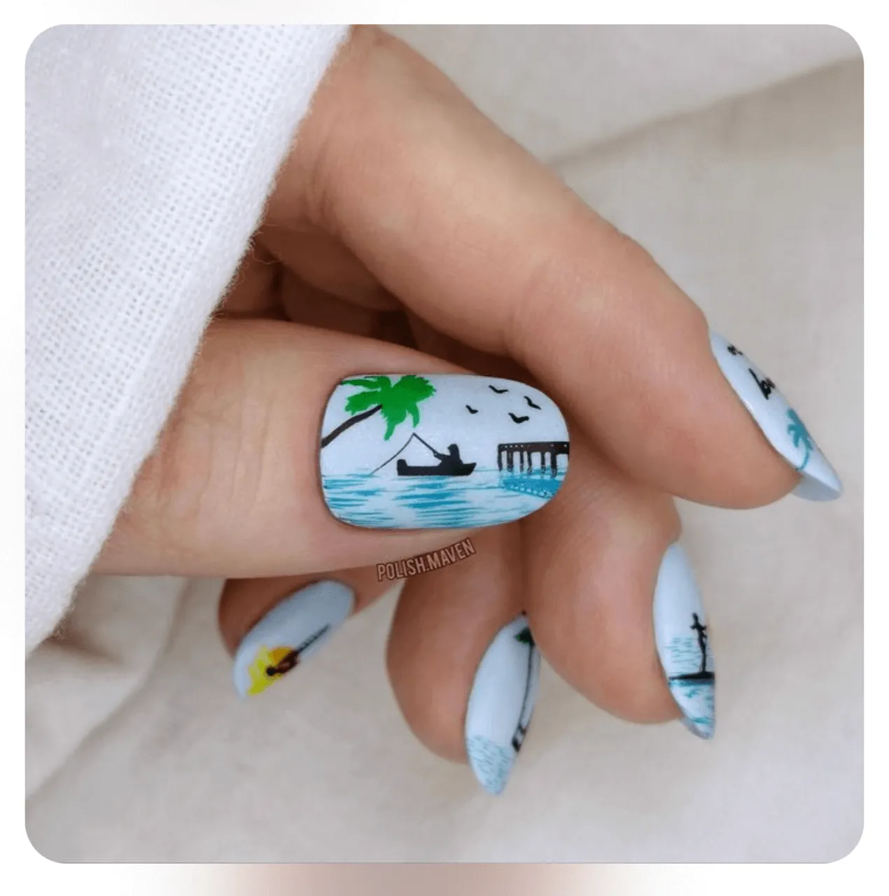 Summer Silhouettes (CjS-305) Steel Nail Art Stamping Plate