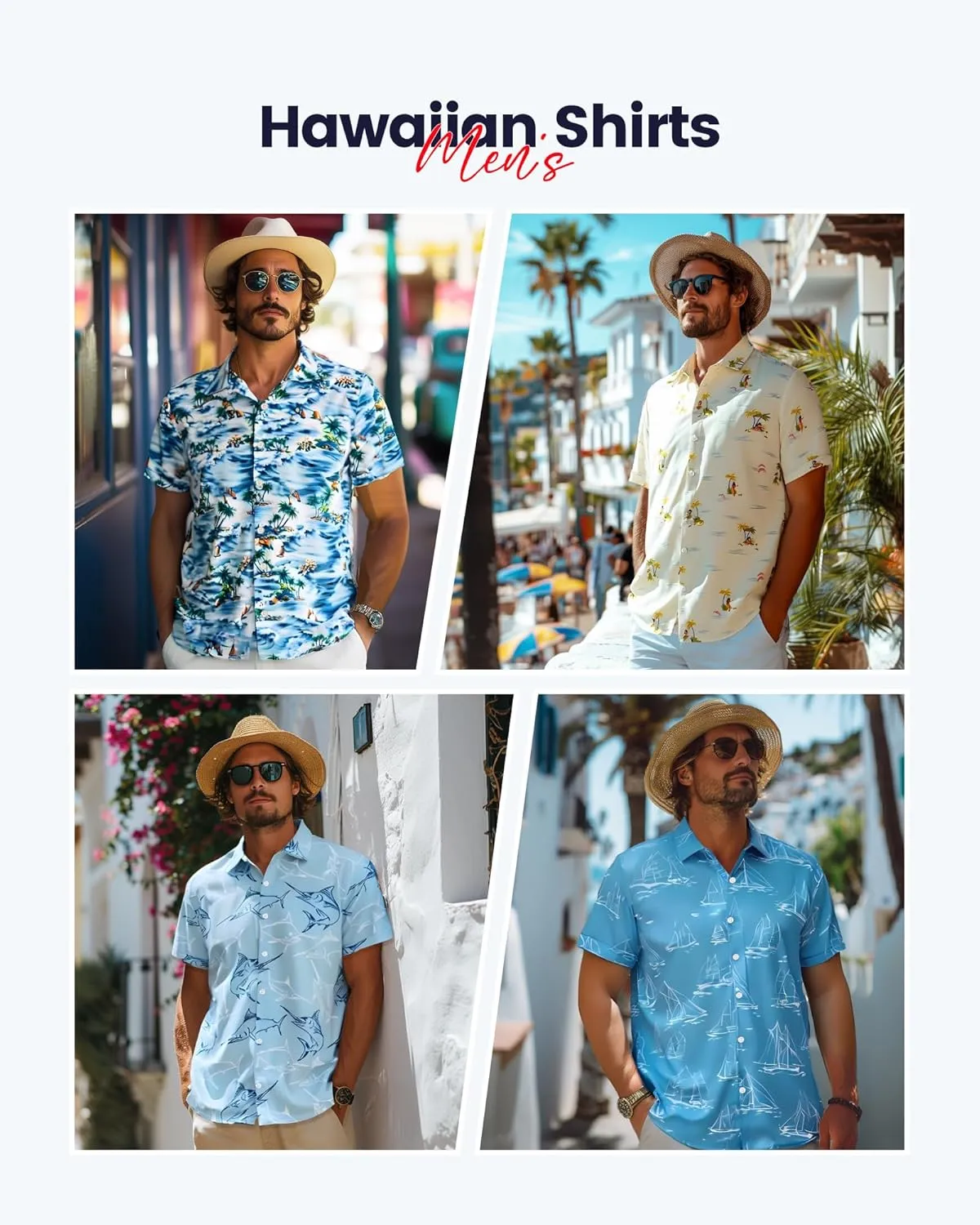 SURF CUZ Mens Casual Hawaiian Shirt Short Sleeve Stretch Button Down Quick Dry Beach Aloha Shirts