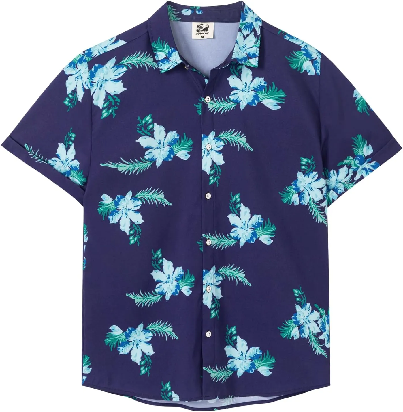 SURF CUZ Mens Casual Hawaiian Shirt Short Sleeve Stretch Button Down Quick Dry Beach Aloha Shirts