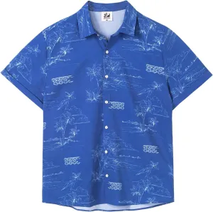 SURF CUZ Mens Casual Hawaiian Shirt Short Sleeve Stretch Button Down Quick Dry Beach Aloha Shirts